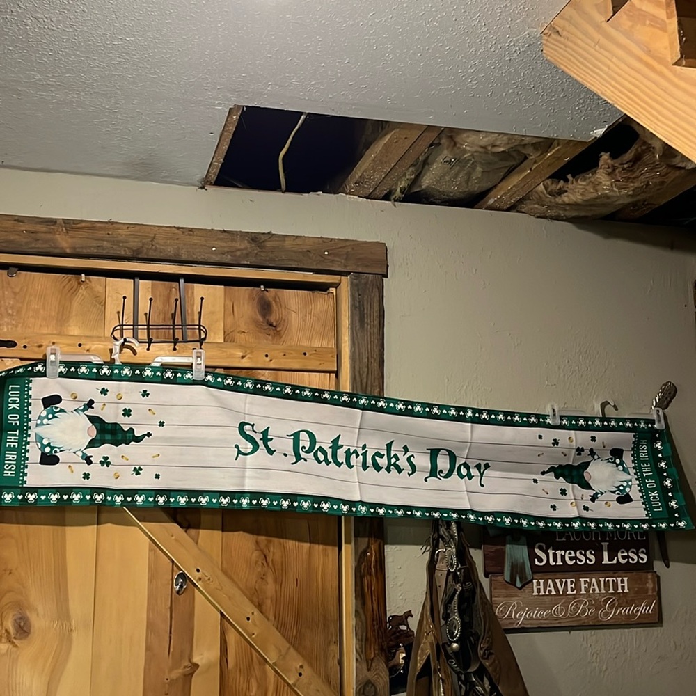 New St. Patrick’s Day table runner Luck of the Irish 13” x67” cotton linen blend